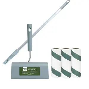 [아임] 돌돌이 테이프클리너 밀대+핸들+리필 90회x4개 세트 사선 먼지제거 테이프 롤크리너 찍찍이