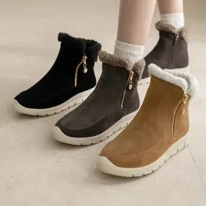 (쫀득몰드창) 포근느낌 골드 가죽 털앵클부츠(3cm)