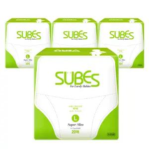 [유통기한 임박] 슈베스 슈퍼슬림 팬티형 기저귀 대형, 20매, 4개