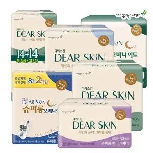 깨끗한나라 디어스킨 울트라슬림 생리대 중형 32p 대형 28p / 입는 생리대