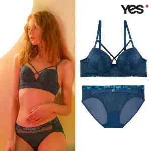 [롯데백화점]예스 네이비 X스트링 몰드 브라 삼각팬티 세트 YSWBY609YSWPY609