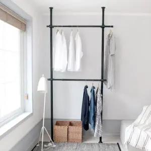 [텐바이텐]모노 기둥식 25파이 행거 2단(블랙/화이트/함마톤)