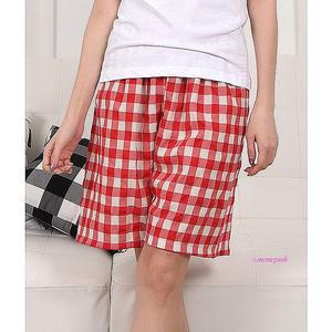 평화 여성 5부 파자마 색상랜덤 체크무늬 여자 반바지 특면  잠옷 여름mno315