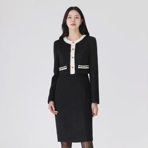 [시크라인] (~XXL까지) 제니드 배색 트위드 원피스 겨울 코디 오피스룩 하객룩 연말룩 모임룩 파티룩 빅사이즈