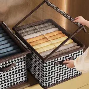 상단덮개 투명창 접이식 수납함 옷정리함 패브릭 칸막이 박스 보관함