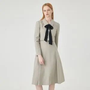 [LINE](대전신세계)[라인어디션]배색 리본타이 롱원피스 NGOPOJ9800