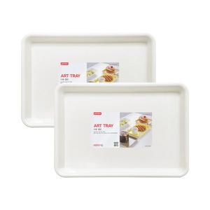 니드코 아트쟁반 5호 x 2개 / 사각 아이보리 트레이