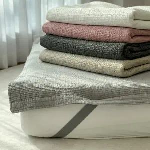 [한스갤러리] 순면 워싱 피그먼트 줄누비 고정밴드 매트리스 침대 패드 SS