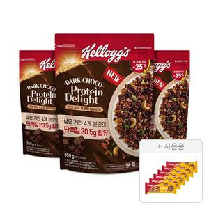 켈로그 다크 초코 프로틴 딜라이트 그래놀라 350g, 3개 + 증정(단백질바K 50g, 6개)