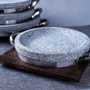 원형 돌판 구이용 자연석 돌사 돌그릇 맥반석돌판 자연석판 그리들팬 12CM 캠핑 석판구이
