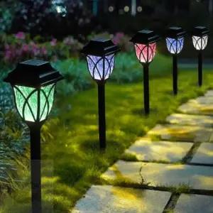 MLSTORE LED 태양광 정원등 2개 H-5 RGB컬러 경관조명 외부등