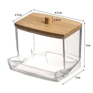 면봉보관함 사각 우드 투명 면봉 홀더 아크릴 케이스 면봉홀더 면봉보관함 면봉보관상자