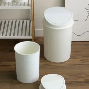 가정용 쓰레기통 원형 스윙 노마 휴지통 3호 15L (아이보리)