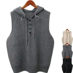 루즈핏 후드니트조끼/미시/여성후드베스트/레이어드빅사이즈니트