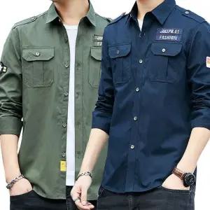 고품질 남방 남자 긴팔 티 가을 견장 카라 봄 셔츠 자켓셔츠 셔츠자켓 가을신상 남성셔츠 (WFJHJJV)