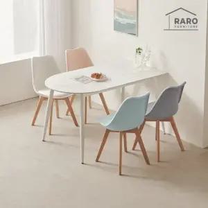 라로퍼니처 에버 1350 반타원 포세린 통 세라믹 4인 식탁 세트  식탁+의자4)