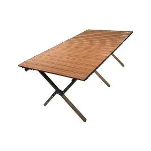 피오즈 와이드 캠핑테이블 우드 접이식 경량 롤 소형 리얼우드