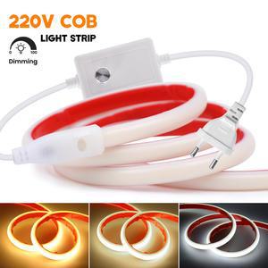 간접 조명 led COB 줄 라인 등 스트립 빛 220V 접착 테이프 조광기 스위치 EU 전원 키트 방수 288LED 일자등 플렉스 실리콘 튜브 램프
