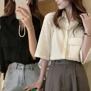 블라우스셔츠 7부 루즈핏 봄 여성남방셔츠 여름 (WFJZW8V)