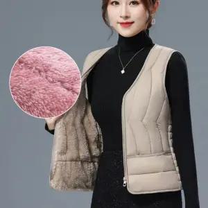 경량 융기모 조끼패딩 L~4XL 허리밴딩 지퍼 융기모조끼 브이넥조끼 경량 여성조끼 3color