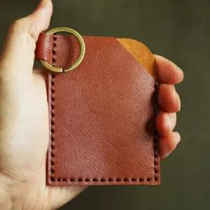 가죽 카드키홀더 지갑 브라운 열쇠키링 미니지갑 키링카드지갑 목걸이지갑 남성지갑