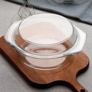 시맥스 원형찜기 1L 내열유리 오븐 유리 용기 찜기