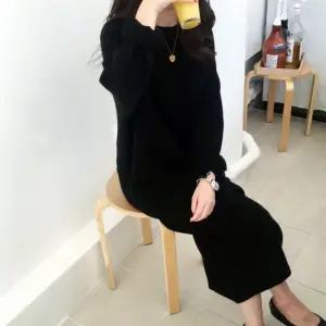 따수미 도톰 롱롱 니트원피스 겨울용 중년여성 데일리화사한 스타일