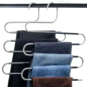 논슬립 5단 바지 걸이 공간 틈새 활용 치마 옷걸이/하의 정리 수납 팬츠 청바지 스커트 레깅스 전용 바지용