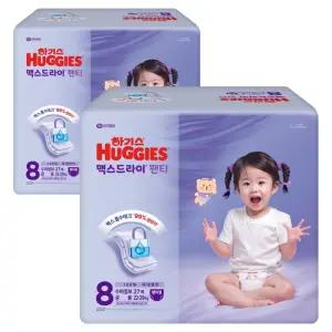 하기스 육아템 맥스드라이 팬티형 기저귀 8단계 수퍼점보 남여공용 점보형 이상(3XL) 54매