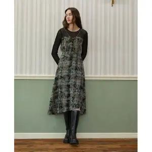 [에고이스트](신세계 사우스시티)체크 벨벳 믹스 플레어 원피스 (ER4WO062)