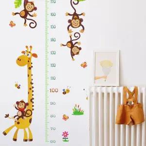 성장 기록 키재기 시트지 기린과 원숭이 신장측정 아이방 키측정 신장계