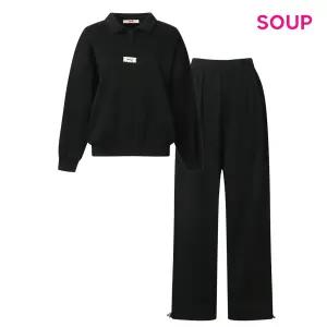 기모 카라넥 맨투맨 앤 와이드팬츠 셋업   S5CST01