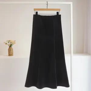 [잇수다] 펨뮤즈 융기모 히든밴딩 벨벳 머메이드 롱 스커트