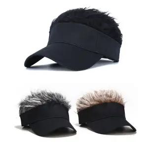 가발모자 패션 골프썬캡 모자 가발달린모자 인모달린 등산 남자 머리카락 여름 모자 털 인모 가발 부분