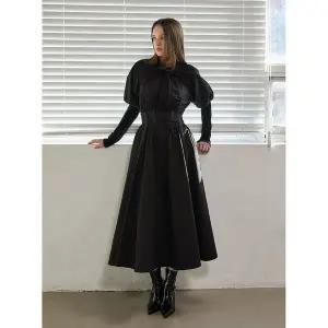 [에고이스트](강남점)셔링 퍼프소매 백타이 롱 원피스 ER4WO261