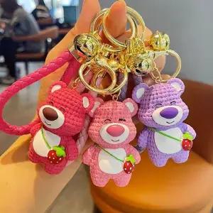 [하프클럽/]딸기든 행복한곰 고리 키홀더 가방꾸미기 인형 테슬 악세사리