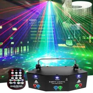 레이저 파티조명 9구 프로젝터 리모컨 나이트 클럽 조명 장식 노래방 디스코 볼-A.블랙