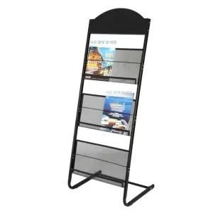 모던 철제 잡지꽂이 3단 블랙 라운드 매거진랙 브로셔 거치대 팜플렛 스탠드 48