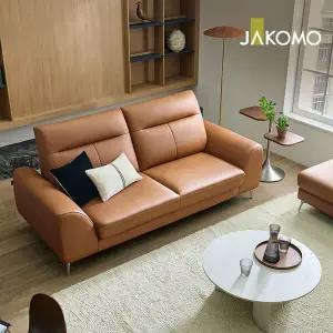 [자코모] 드바인 3인 천연면피 소가죽 소파+스툴