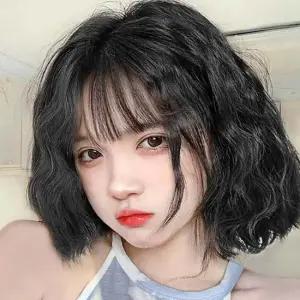 물결펌 단발머리 가발 블랙 러블리 인조모