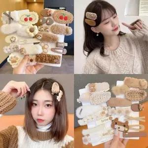 웜헤어핀세트 레이어드 9 10종 곰 집게 똑딱핀 겨울 진주 헤어액세서리 사은품 시계 포인트 헤어핀 핸드메