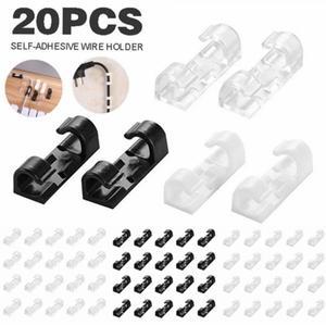 16/20 피스 케이블 클립  드롭 와이어 홀더 코드 관리 자체 접착 고정 클램프 와인 더