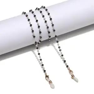 마스크스트랩 블랙 크리스탈 가방걸이 고급 혼합 진주 안경줄