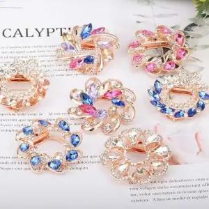 장미꽃 큐빅 브로치 겸용 스카프링 큐빅스카프링 큐빅