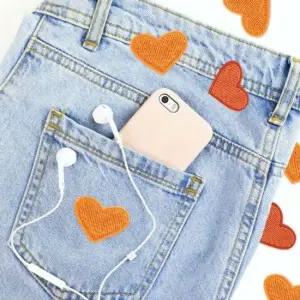 패치 SELLFRE 의류리폼 하트 의류 1215 열패치 주황