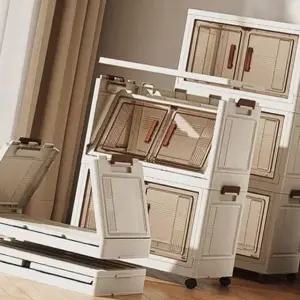 투명 접이식 의류 정리함 옷방 수납 박스 (WFJ4YVW)