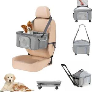 작은 개 고양이를 위한 노볼라브 애완동물 캐리어 바퀴가 달린 부드러운 측면 롤링 상자 고양이 여행 가방