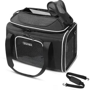 펫스케드 탑 익스펜더블 펫 캐리어 18x11x11 인치 델타 아메리칸 유나이티드 항공 승인 잠금 안전 지퍼와