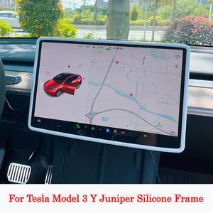 테슬라 호환 모델 3 Y 차량용 실리콘 스크린 프레임 디스플레이 엣지 프로텍터 중앙 제어 보호 커버 충돌