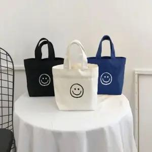 스마일 얼굴 여성 미니 토트 백 에코백 귀여운 디자인 선택 가능 (WFJ5TND)